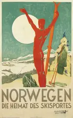 Trygve M. Davidsen, Norwegen die Heimat des Skisportes, 1934, poster