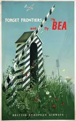 Mogley, Forget frontiers and fly by BEA, 1951, poster
