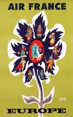 Hervé Morvan, Air France Europe, 1956, poster