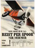 Kees van der Laan, Leert vliegen bij de N.L.S. Reist per Spoor, 1932, poster