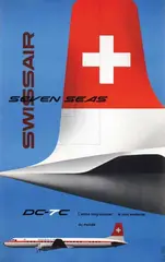 Kurt Wirth, Swissair Seven Seas DC-7C, 1956, poster