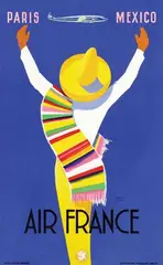 Edmond Maurus, Air France Paris Mexico, 1954, poster
