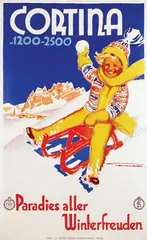 Franz Lenhart, Cortina Paradies aller Winterfreuden, 1937, poster
