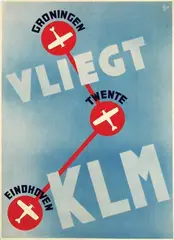 Monogram go, Vliegt KLM, 1934, poster