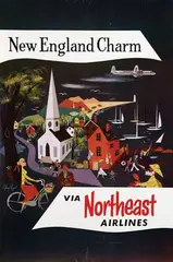 C. Robert Perrin, New England Charm via Northeast Airlines, poster