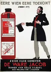 De Ware Jacob zeer oude genever Tilburg by George Tielens, 1928, poster, sold Dec 2012