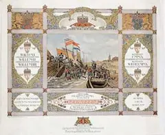 Ter Herinnering aan het Eeuwfeest Nederland's Onafhankelijkheid by Cornelis André Vlaanderen, 1913, poster, sold Apr 2012