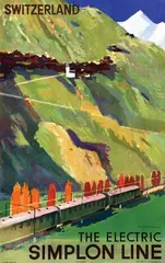 Hans Jegerlehner, The Electric Simplon Line, 1948, poster