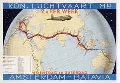 Hendrik Gerard Smit, KLM Amsterdam-Batavia 2x per week, 1935, poster