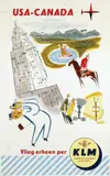 (ps. Emile Brumsteede) Mile, USA-Canada Vlieg erheen per KLM, 1954, poster