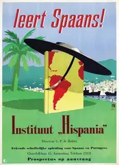 Hilkers, Instituut "Hispania" leert Spaans!, poster
