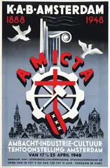 Anna M.E. v. Zeyst, AMICTA Ambacht- Industrie-Cultuur Tentoonstelling Amsterdam, 1948, poster
