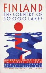 Finland The Country of 30000 Lakes by Alfred Mahlau, 1929, poster, sold Nov 2011