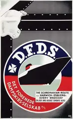 Helge Refn, D.F.D.S. The Scandinavian Route, 1938, poster