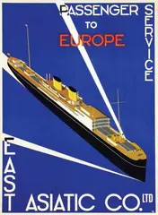 Initials T.B., East Asiatic Co. Ltd To Europe, poster