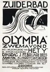 Monogram Jk, Zuiderbad Olympia, 1925, poster
