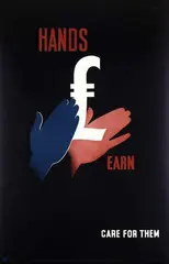 Leonard Cusden, Hands Earn care for them, 1950, poster