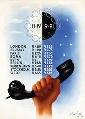 Herman Nijgh, Dag/Nacht-telefoon-tarieven Europa, 1938, poster