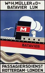 Franciska Clausen, Wm H. Müller & Co's Batavier Lijn Rotterdam-Londen, 1928, poster