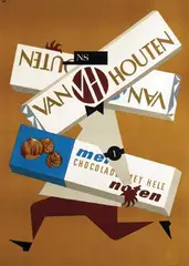 Initials gw, Van Houten melk chocolade met hele noten, poster