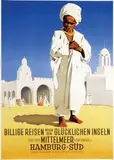 Ottomar Anton, Billige Reisen nach dem Glücklichen Inseln, 1937, poster