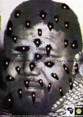 Grapus, Mandela fights Apartheid, Shell fuels Apartheid, 1989, poster