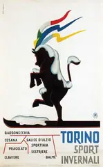 Reni Carlino, Sport invernali Torino, 1950, poster