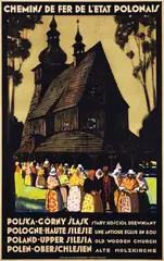 Stefan J. Norblin, Poland-Upper Silesia old wooden church, 1925, poster