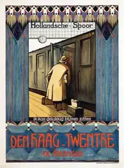 Christiaan C. Schaaf, Hollandsche Spoor Den Haag-Twente via Amsterdam, 1916, poster