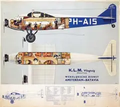 Emile Gaillard, KLM Fokker F XVIII Amsterdam-Batavia, 1934, poster