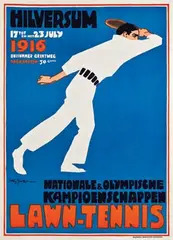 Jan Willem Sluiter, Nationale & Olympische Kampioenschappen Lawn-Tennis Hilversum, 1916, poster