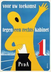 S. Bach, PvdA tegen een rechts kabinet, 1959, poster