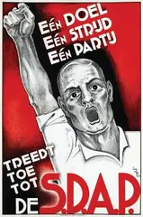 Huib de Ru, Treedt toe tot de S.D.A.P., 1932, poster