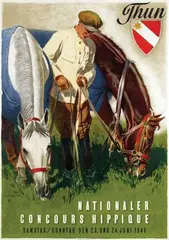 Thun, Nationaler Concours Hippique by Iwan E. Hugentobler-Mauerhofer, 1945, poster, sold Dec 2010