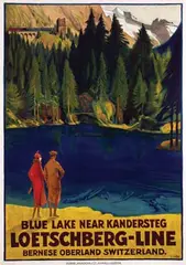 Ernst Hodel, Loetschberg-Line Blue lake near Kandersteg, 1927, poster