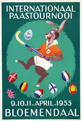 T. de Roos, Int. Paastournooi Hockey Bloemendaal, 1955, poster