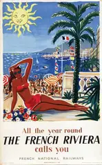 Hervé Baille, The French Riviera, 1949, poster