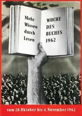 John Heartfield, Mehr Wissen durch Lesen Woche Des Buches, 1962, poster
