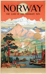 Norway The land of the midnight Sun by Arent Christensen, poster, sold May 2010