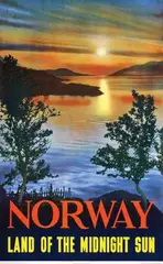 Algard, Norway The land of the midnight Sun, 1953, poster
