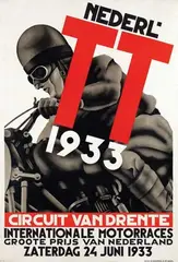 Daan De Vries, Nederl. TT Circuit van Drente, 1933, poster