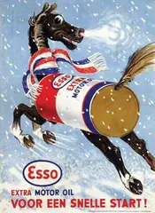 Hugo Laubi, Esso extra Motor Oil, 1948, poster