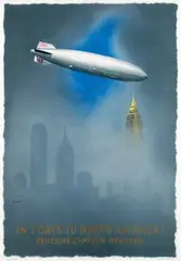 Jupp Wiertz, Deutsche Zeppelin-Reederei. In 2 Days to North America!, 1936, poster