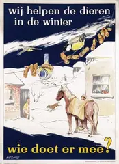 Willem Kolvoort, wij helpen de dieren in de winter, poster