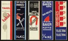 collection labels Van Nelle coffee by Jacob Jongert, poster, sold Dec 2009