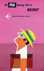 Tom Eckersley, fly PIA Boeing 707 to Beirut, poster