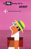 Tom Eckersley, fly PIA Boeing 707 to Beirut, poster