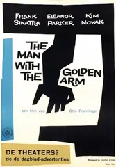 Saul Bass, Movie: Frank Sinatra & Kim Novak in "The man with the Golden Arm", 1955, poster
