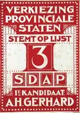 Albert P. jr. Hahn, Verkiezing Provinciale Staten SDAP, poster