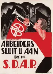 Johan G.D. van Hell, Arbeiders sluit u aan by de S.D.A.P., poster